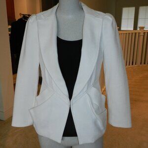 Nanette Lepore White Pleated Front Cotton Jacket Blazer Size 4